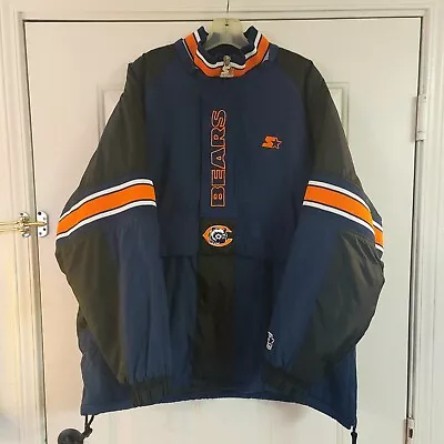 Starter PRO LINE NFL Chicago Bears Football Pullover Jacket XL ZIP 1990s Vintage • $49.99