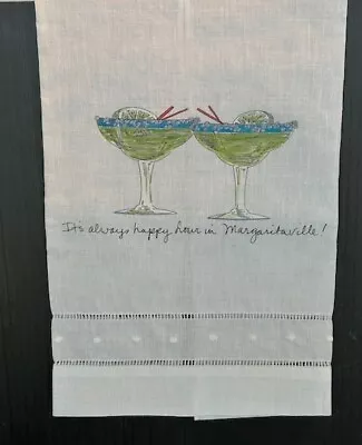 Margaritaville Linen Guest/Tea Towel Hemstitch Border Salt Sparkles NEW • $20