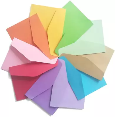 DE 100 Pcs Mini Envelopes 10 Colors Gift Card Envelopes，Perfect Sized Envelopes  • $13.49