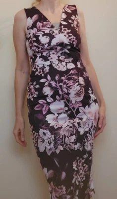 £4.75 • Buy Purple & Pink Floral Dress Size 10 ASOS Sleeveless Pinafore Dress Party Cocktail