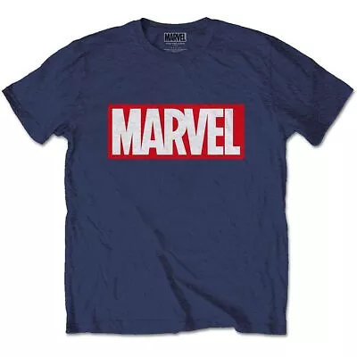 Marvel Comics Box Logo Slim Fit T-Shirt Uomo Navy (US IMPORT) • £19.15