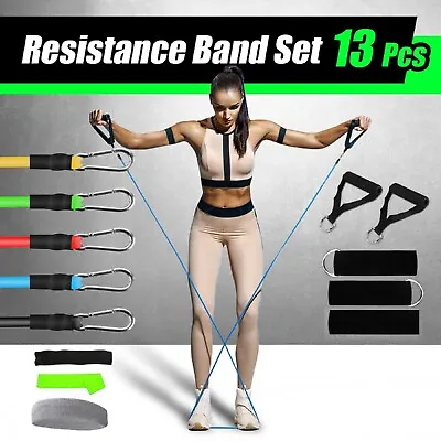 13PCS Resistance Band Set Yoga Pilates Abs Exercise Fitness Tube Workout Bands • $28.99