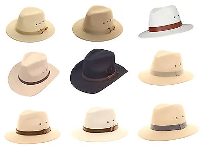 Classic Unisex Quality 100% Cotton Summer Panama Fedora Trilby Hat With Band • £14.99