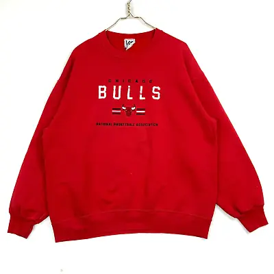 Vintage Chicago Bulls Sweatshirt Crewneck Size Large Nba Basketball Red 50/50 • $33.99