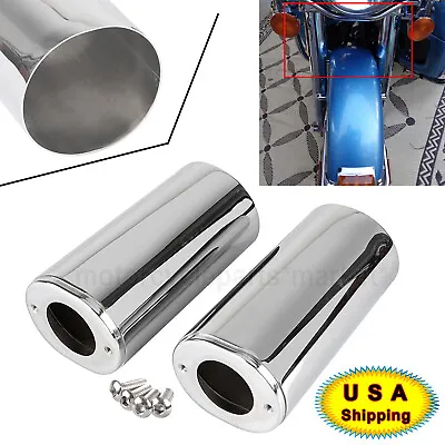 $38.98 • Buy Chrome Smooth Cowbell Fork Slider Cover For Harley Road King Tour Electra Glide