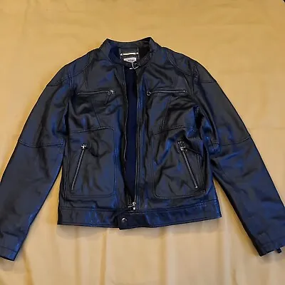 Mens Leather Jacket Black Camel Active EU Size 50 Uk 40 • £39