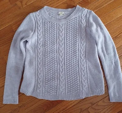 J. Crew Sweater Womens Size Medium Cable Knit Fisherman Cotton Wool Blend Purple • $13