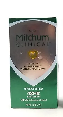 Mitchum Men Clinical Unscented Soft Solid Antiperspirant Deodorant 1.6 Oz. New • $24.99