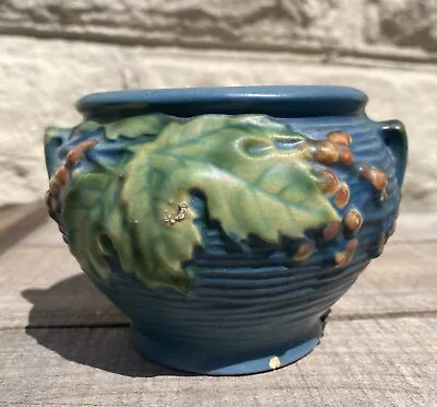 ROSEVILLE POTTERY BUSHBERRY Blue Handled  3” JARDINIERE 657-3 As Is Small • $32.99