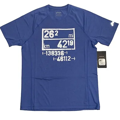 Asics Mens Blue Marathon Equation Tech Tee Shirt MR2251-8107 Size Small NWT • $33.05