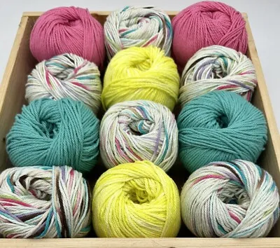 12 Ball Bundle Cotton Knitting Crochet Yarn Wool - 12 Balls / 700g - Assorted • £15.99