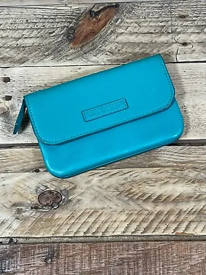 Vera Bradley Wallet 6x4 Blue Leather Pouch Floral Lined Case Money ID Mini Purse • $10.99