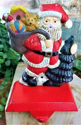 Vintage Midwest Santa Bearing Toys Heavy Cast Iron Christmas Stocking Holder • $27.10