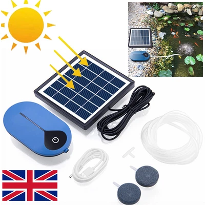 £20.88 • Buy Solar Powered Oxygenator Air Stone Aerator Pond Water Oxygenator Oxygen Pump UK