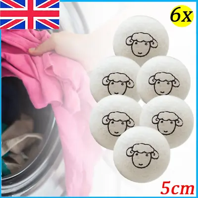 6X Reusable Wool Tumble Dryer Balls Home Natural Laundry Pactical Clean Set 5cm • £6.95