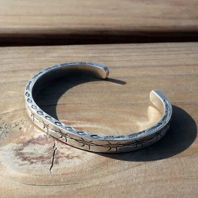 Men 925 Sterling Silver Punk Style Handmade Minimalist Open Bangle Cuff Bracelet • $9.99