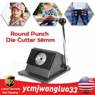 Round Punch Die Cutter Graphic Badge Button Maker Metal Black 70mm • $58.90
