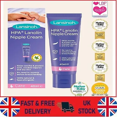 Lansinoh HPA Lanolin Nipple Cream For Sore Nipples And Cracked Skin 40ml Safe UK • £9.99
