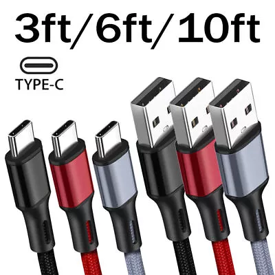 3/6/10Feet Braided USB C Type-C Fast Charging Data SYNC Charger Cable Cord • $7.95