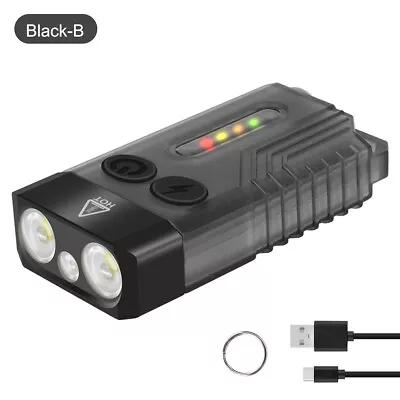 V10 Mini EDC Flashlight Keychain Laser UV Alarm Function Super Bright Torch • $18.38