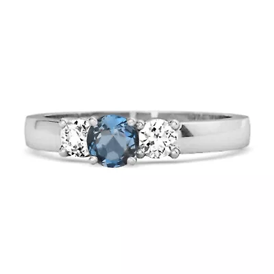 Tri Stone London Blue Topaz Gemstone 925 Sterling Silver Mystery Ring For Women • $29.44