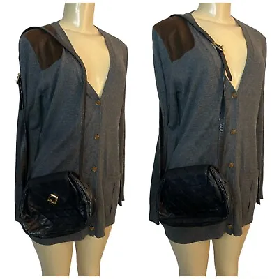 Vintage St. John Black Quilted Leather Crossbody Shoulder Bag Purse • $84