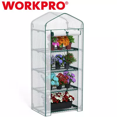 WORKPRO Mini Portable Greenhouse 4-Tier Rack Shelves Gardening Plant Green House • $58.99