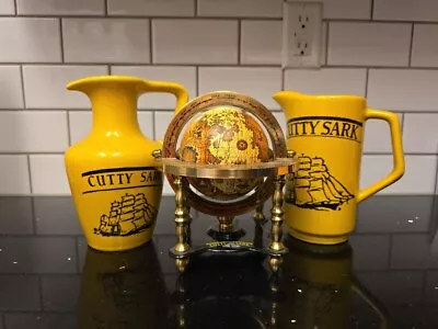 Vintage Cutty Sark Scotch Whiskey Ceramic Yellow Bar Pitchers Lot Of 2 +++ Globe • $65