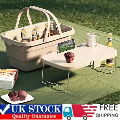 Collapsible Foldable Outdoor Picnic Basket & Picnic Table Cutting Board Basin UK • £5.38