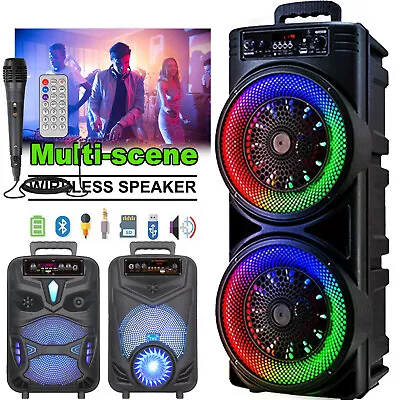 1000W Rechargable Bluetooth Party Speaker Dual 8  Subwoofer LED Karaok Speaker • $87.30