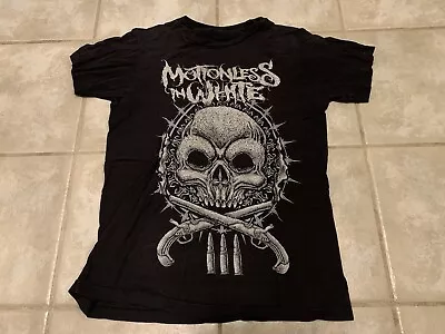 Motionless In White Shirt Metal Band Skull Pistols Medium Hxc Sxe Punk Rare Zao • $18.49