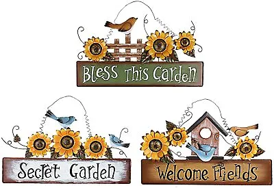 Metal Sunflower Bird Welcome Sign Decorative Front Door Wall Plaque Decor  • $29.95