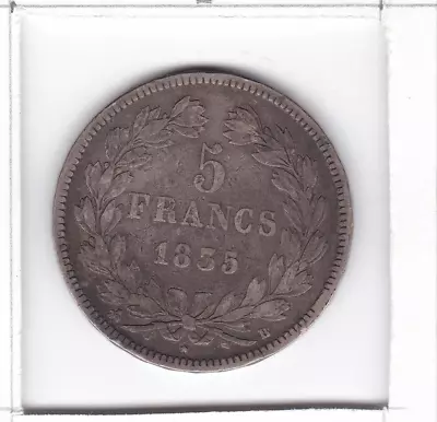 1835 France 5 Francs HUGE SILVER Coin Old Europe CROWN LOUIS PHILIPPE KING • $4.25