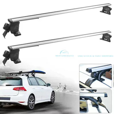 Pair 52  Universal Top Luggage Carrier Roof Rack For Car SUV W/Raised Rail 150KG • $76.95