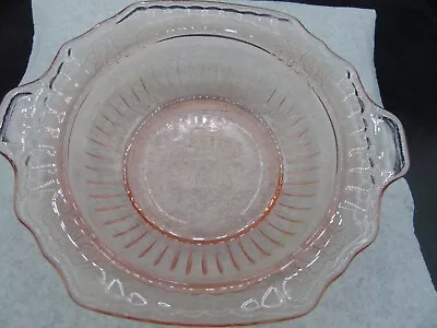 Anchor Hocking Mayfair Pink Open Rose Depression Glass Bowl Handled • $9.99