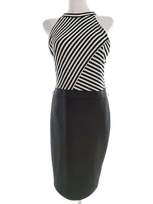 £37.95 • Buy Jane Norman Size 14 (42) Black Pencil Dress Sleeveless Striped Round Neck 