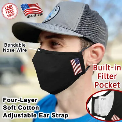 Reusable Washable Four Layers 100% Cotton Mask With Filter Pocket And Nose Wire • $5.99