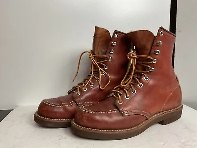 Vintage Red Wing Crepe Moc Toe Brown Leather Boots 7 Men | 8.5 Women 50s 60s • $299.99