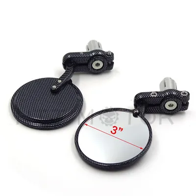 Motorcycle 1  25mm Bar End Mirrors For Harley Carbon Fiber Style Color • $18.95