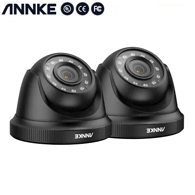 ANNKE 2pcs Dome Black CCTV HD 1080p Outdoor Camera Home Security System Kit IP66 • £36.99