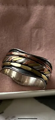 £22 • Buy Silver By Mail Spinning Ring With Copper & Brass Twists - Unworn