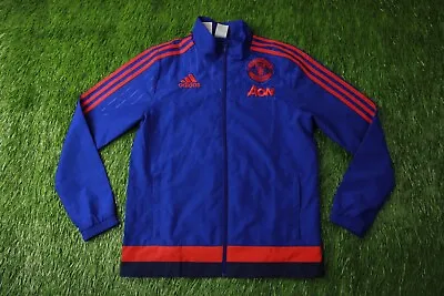 Manchester United 2015-2016 Football Track Top Jacket Training Adidas Young L • $14.44