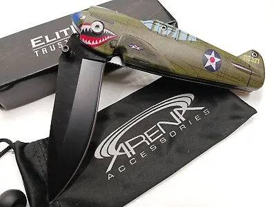 Spitfire Shark EDC Pocket Knife WW2 II Fighter Plane Flying Tiger Kittyhawk P-40 • $19.95