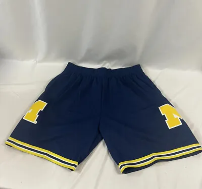 Mitchell & Ness NCAA Michigan Wolverines Blue 1991 Road Fab 5 Shorts Mens Sz Med • $64.99