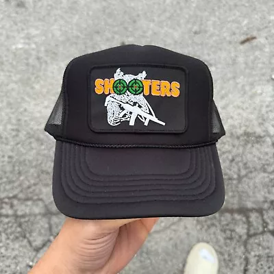 New Shooters Owl Hunting Black Hat 5 Panel High Crown Trucker Snapback Vintage • $25.95