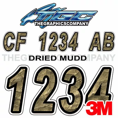 Dried Mud Custom Boat Registration Vinyl Decals StickersLettering Your Numbers • $26.99