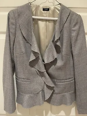 J. Crew Womens Gray Blazer Jacket Wool One Button  Ruffled Size 4 • $24