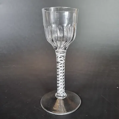 Antique 18th Century Wine Glass Moulded Ogee Bowl & Opaque Twist Stem • £295