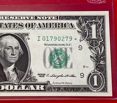 1963 Star Note $1 Dollar Bill ( Minneapolis I ) Uncirculated • $26.90