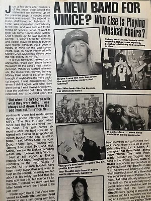 Vince Neil Motley Crue Full Page Vintage Clipping • $3.99